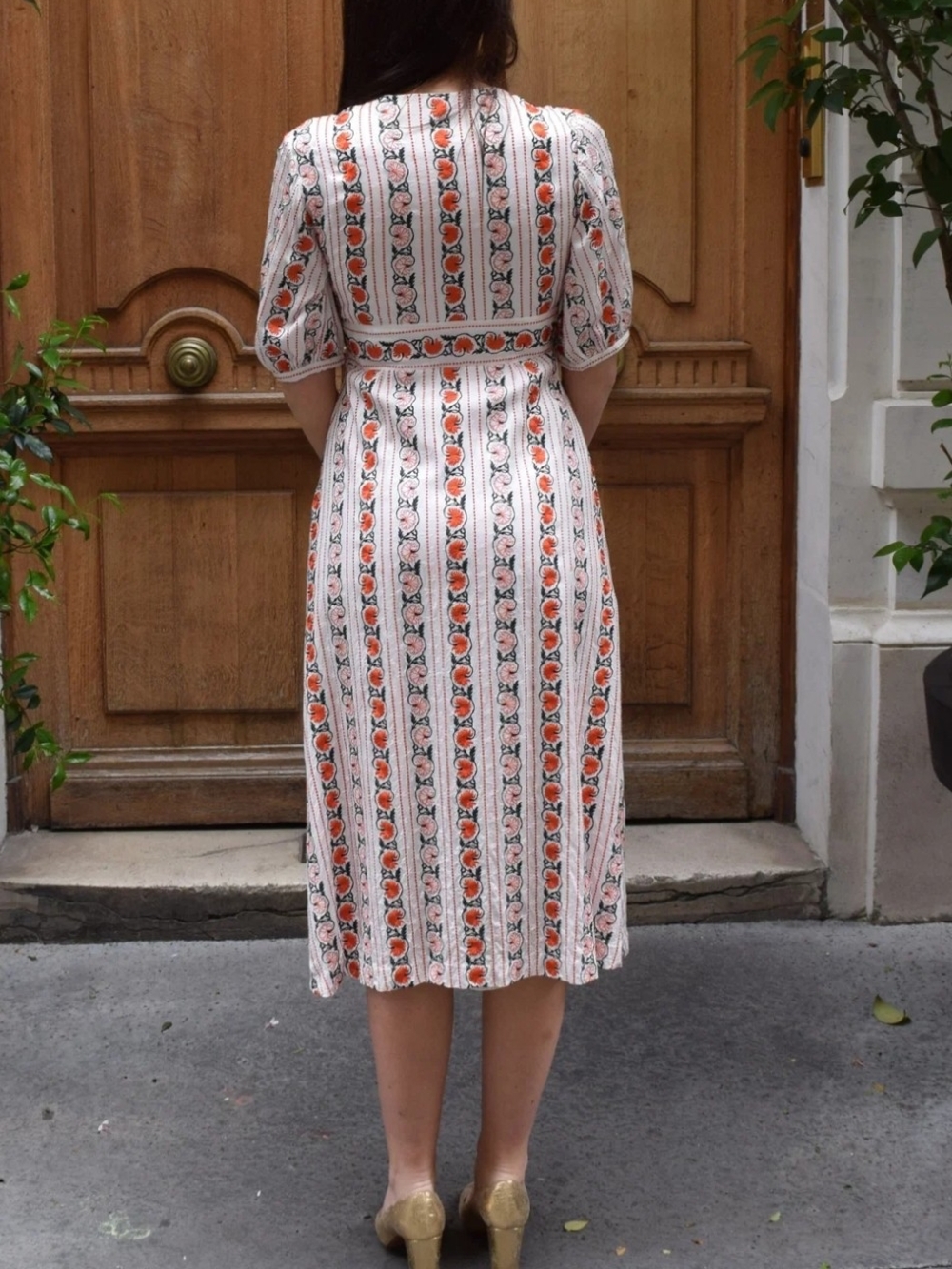 Sandro Embroided Cream Midi Wrap Dress - Picture 4 of 10